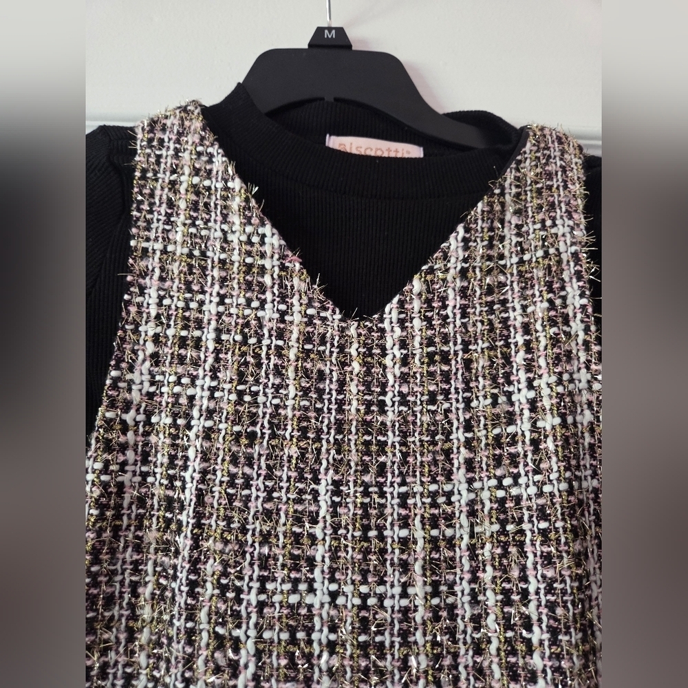 Girls Biscotti Black Tweed Dress Size 8 - Picture 4 of 7